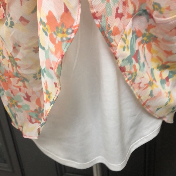 Lauren Conrad Floral Sheer Long Sleeves Ruffle Cottagecore Dress - Picture 6 of 10